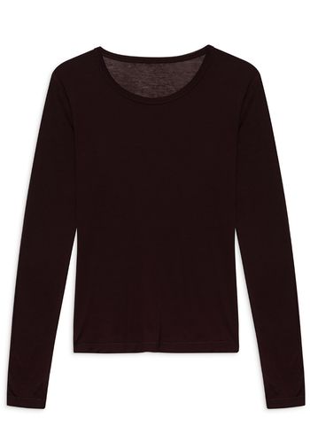 Anine Bing - Blouse - Sylvie Long Sleeve Tee - Dark Brown