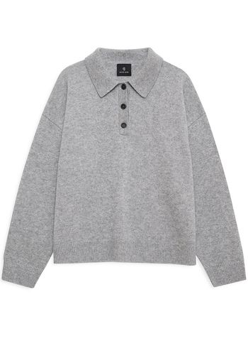 Anine Bing - Polo - Lee Polo Sweater - Medium Heather Grey Melange