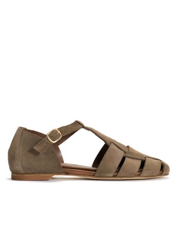 Anonymous Copenhagen - Sandals - Lain flats Calf suede - Mushroom
