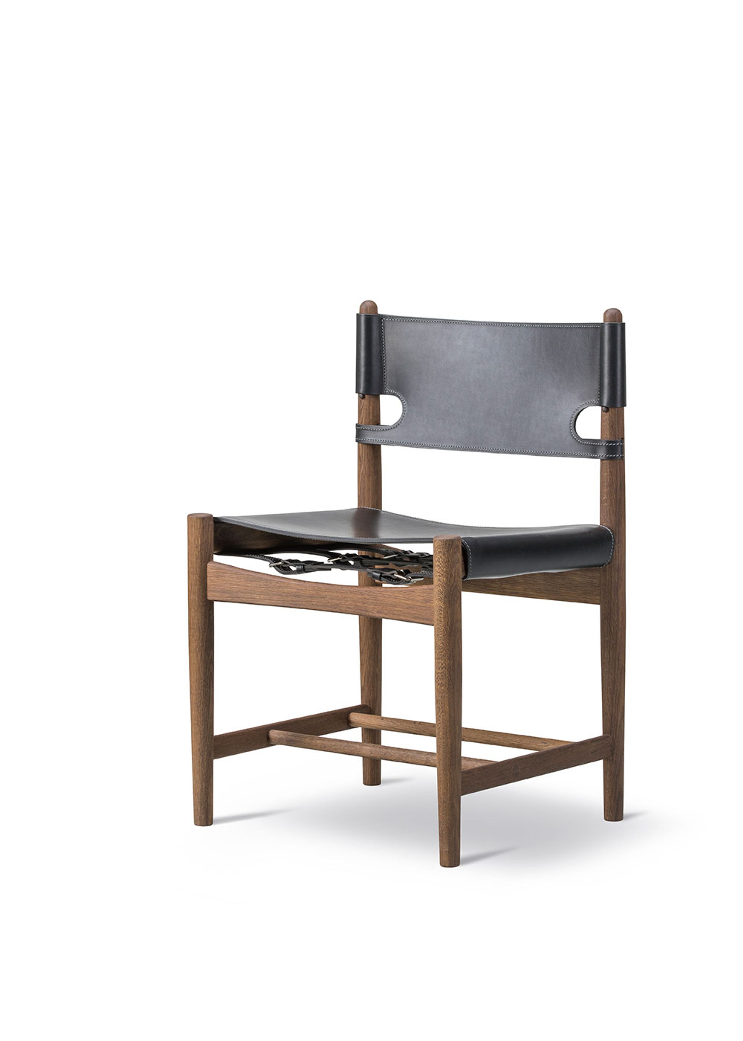 Fredericia Furniture - Chair - Den Spanske Stol 3237 by Børge Mogensen - Oiled Smoked Oak / Black Saddle Leather