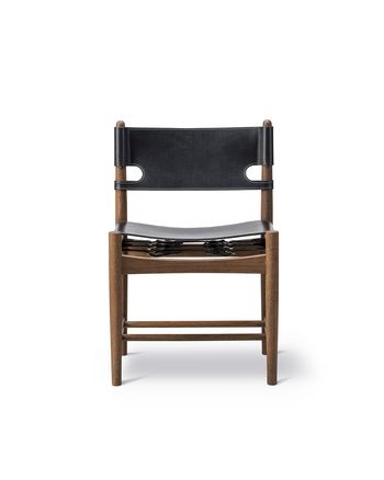 Fredericia Furniture - Chair - Den Spanske Stol 3237 by Børge Mogensen - Oiled Smoked Oak / Black Saddle Leather