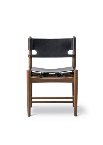 Fredericia Furniture - Chair - Den Spanske Stol 3237 by Børge Mogensen - Oiled Smoked Oak / Black Saddle Leather