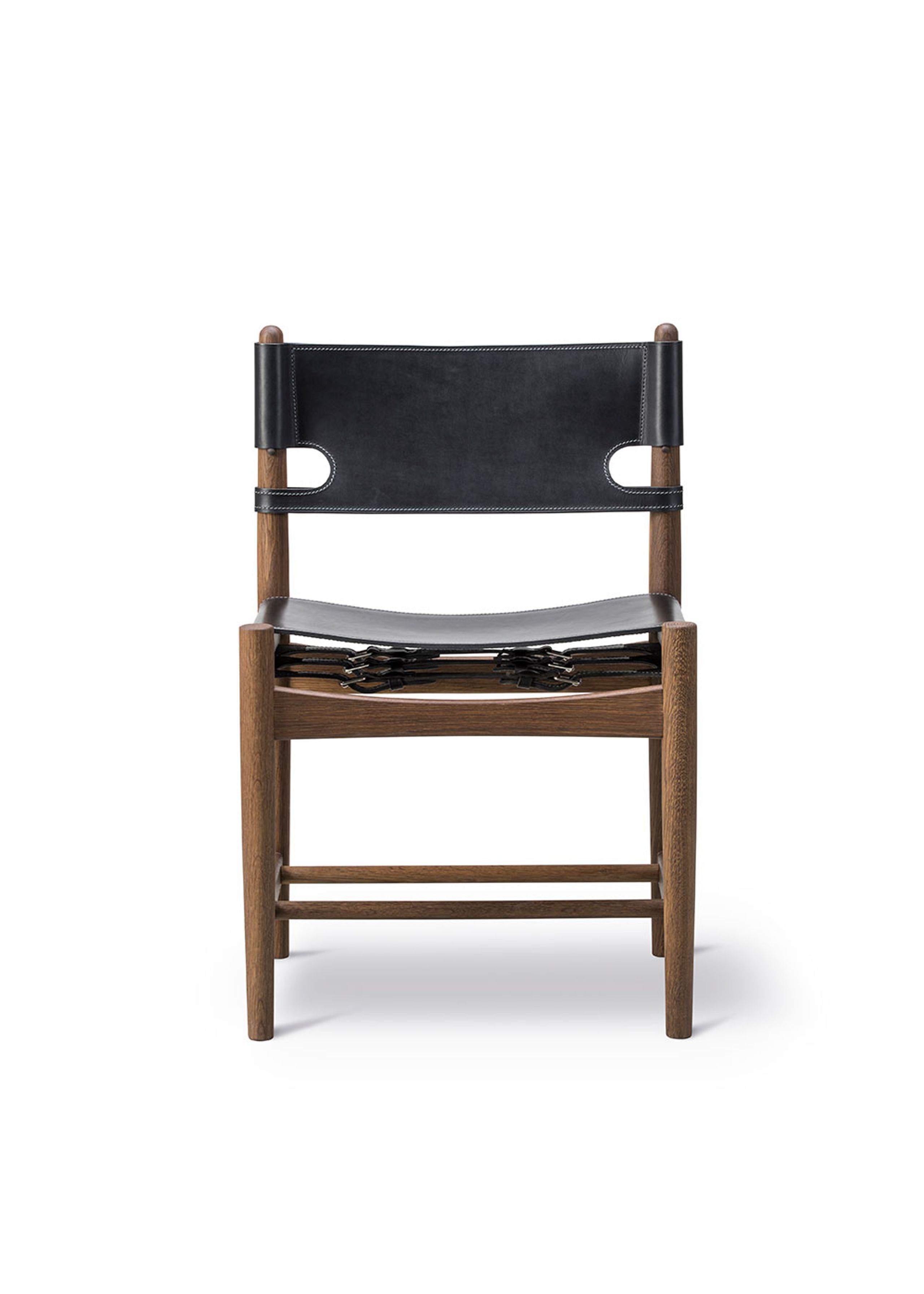 Fredericia Furniture - Chair - Den Spanske Stol 3237 by Børge Mogensen - Oiled Smoked Oak / Black Saddle Leather