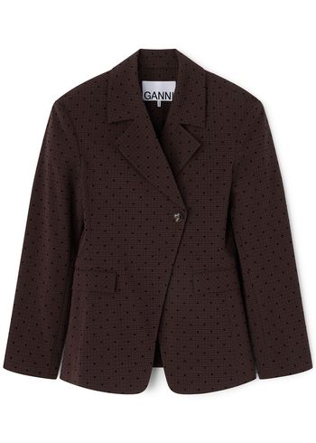 Ganni - Blazer - Flock Check Suiting Blazer - Chicory Coffee