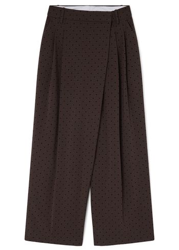 Ganni - Pants - Flock Check Suiting Pants - Chicory Coffee