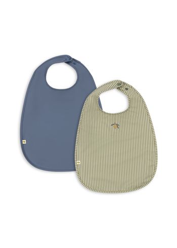 Konges Sløjd - Bib - 2 pack dinner bib - TEA STRIPE/FLINT STONE