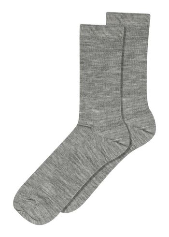 MP Denmark - Socks - Fine Wool Rib Socks - Grey Melange (col. 491)