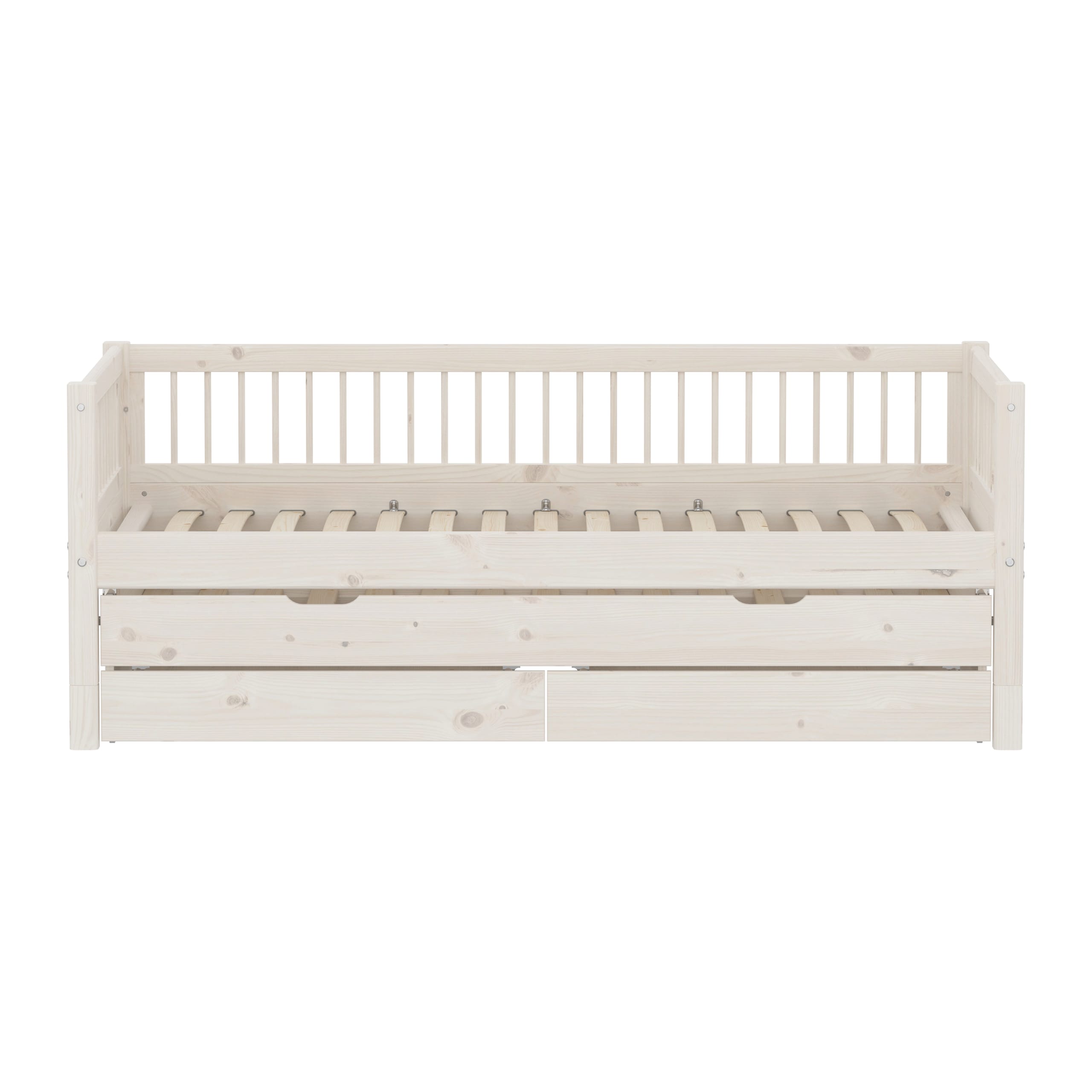 Flexa - Children's bed - CLASSIC Daybed With Guest Bed And Storage - White Washed