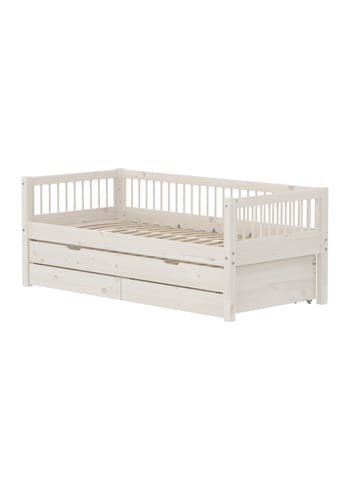 Flexa - Children's bed - CLASSIC Daybed With Guest Bed And Storage - White Washed