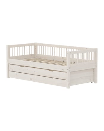 Flexa - Children's bed - CLASSIC Daybed With Guest Bed And Storage - White Washed